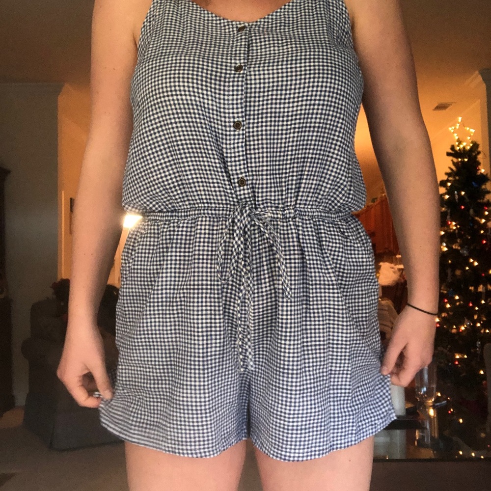 Old navy blue and white romper